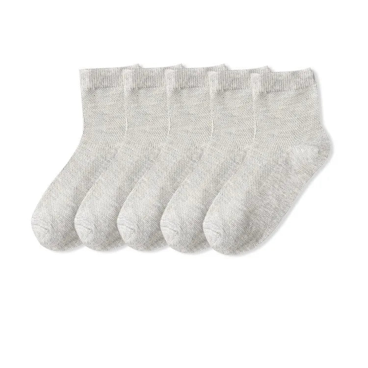 Summer Boys Girls Casual Solid Color Cotton Mid-Tube Socks Pure White Student Sports Mesh Kids Slouch Socks