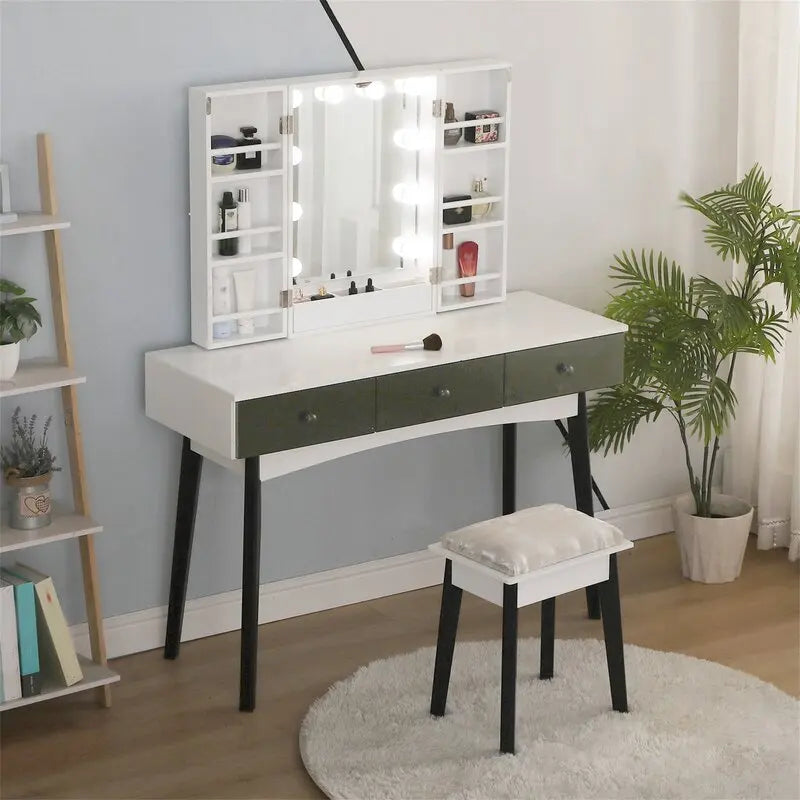 Best Makeup Desk Dressing Table Mirror Stool Vanity Lighted Big Indian Style Coiffeuse Avec Miroir Make up Table