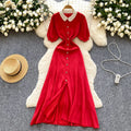 Elegant Women'S Dresses LW1364 Women'S Knit Dress With Pleated Design - Elegant and Unique Long Dress Vintage Clothing