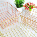Nordic Rose Gold Silver Metal Storage Basket Office Kitchen Finishing Iron Baskets Table Cosmetic Organizer Bathroom Shelf Decor