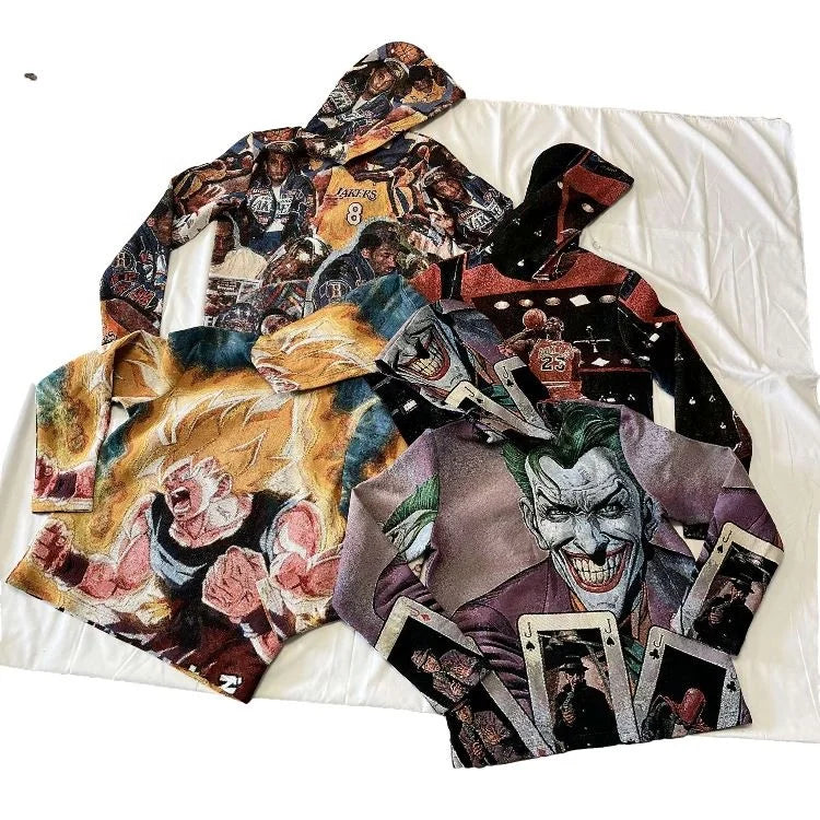 Hot Sales Kapital Custom Tapestry Print Hooded Sweatshirt Men's Inspired by Jimi Hendrix Made Polyester/Cotton for Spring Season