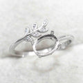 Sterling Silver 6*8mm Semi Mount Ring Empty Frame Blank Support Claw Setting S925 Base Holder Without Center Stone for DIY Inlay