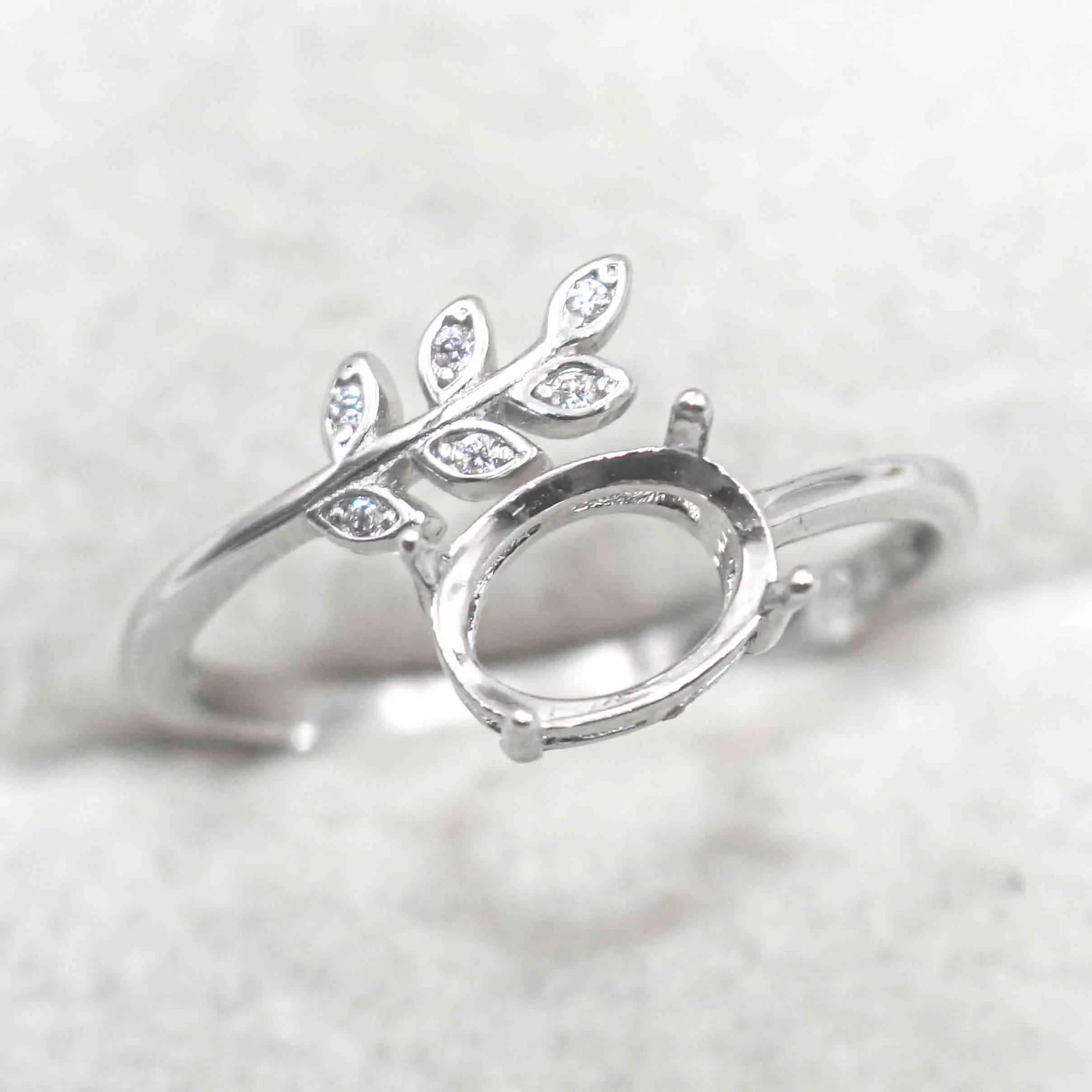 Sterling Silver 6*8mm Semi Mount Ring Empty Frame Blank Support Claw Setting S925 Base Holder Without Center Stone for DIY Inlay