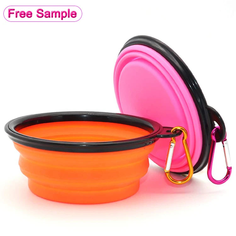 Portable Silicone Collapsible Dog Water Bowls for Walking Traveling and Car also for Cats with Carabiners