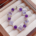 Adjustable Women's Gold Tone Four Leaf Clover Bracelet Natural Crystal Fashion Bangles Layered Jewelry Gift