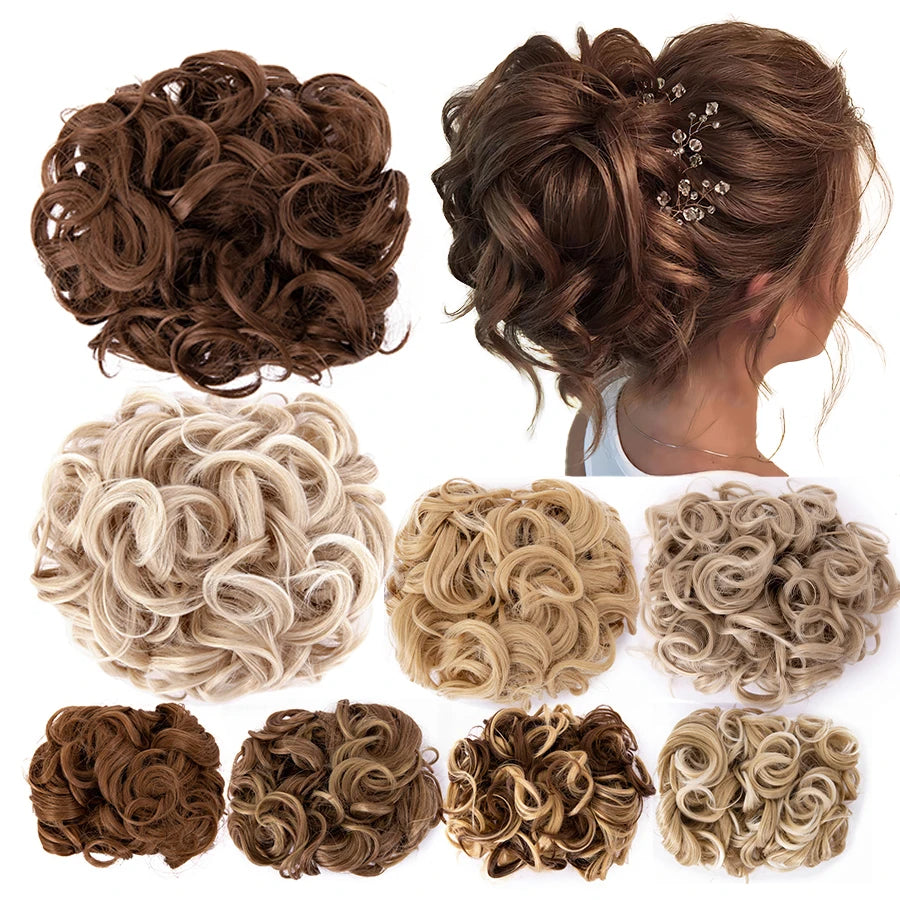 AliLeader Chignon Hairpiece Curly Bun Extensions Scrunchie Updo Hair Pieces Synthetic Combs in Messy Bun Hair Piece for Women