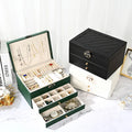 3 Layer Leather Jewelry Box Organizer Multi-Functional Desktop Watch Jewelry Set Drawer Lady Fashion for Necklace Earring