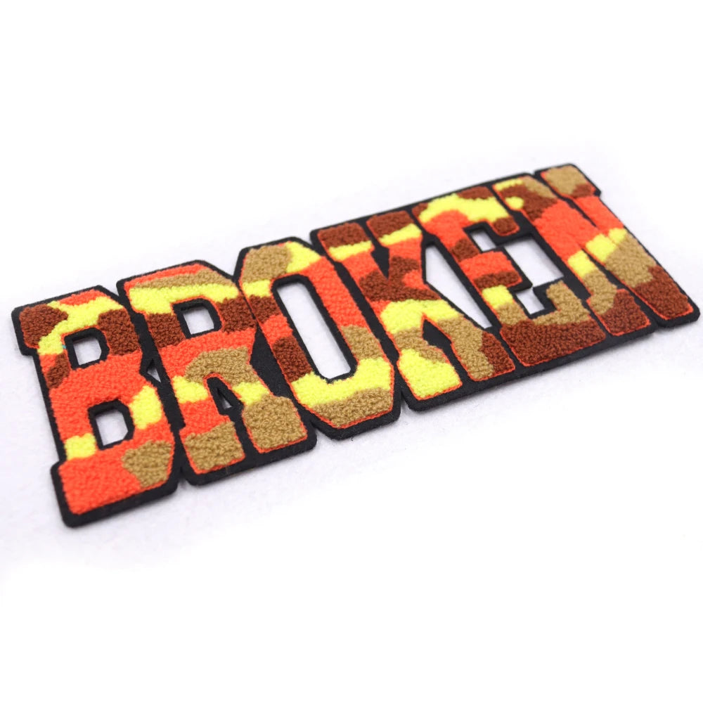 OEM Cheap Custom Embroidered Big Logo Colorful Embroidery Towel Chenille Letters Patches Applique Custom Letters Logo Patch