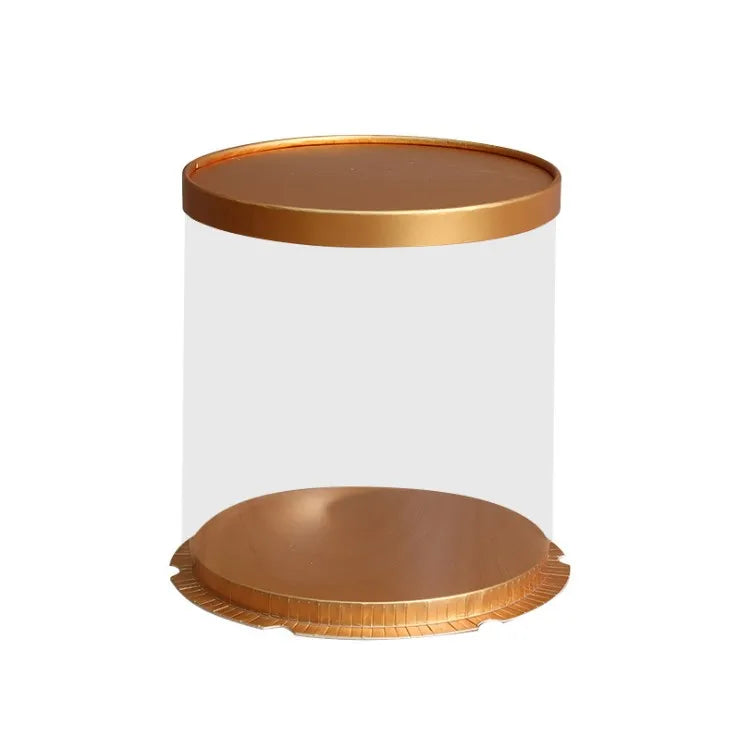 Wanze Package New Arrival Gold Color Paper Lid and Bottom Round Clear Cake Box for Bakery Package