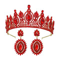 Wholesale Baroque Bridal Crown Earrings Jewelry Set Fashion Design Crystal Alloy Crown Wreath Headwear
