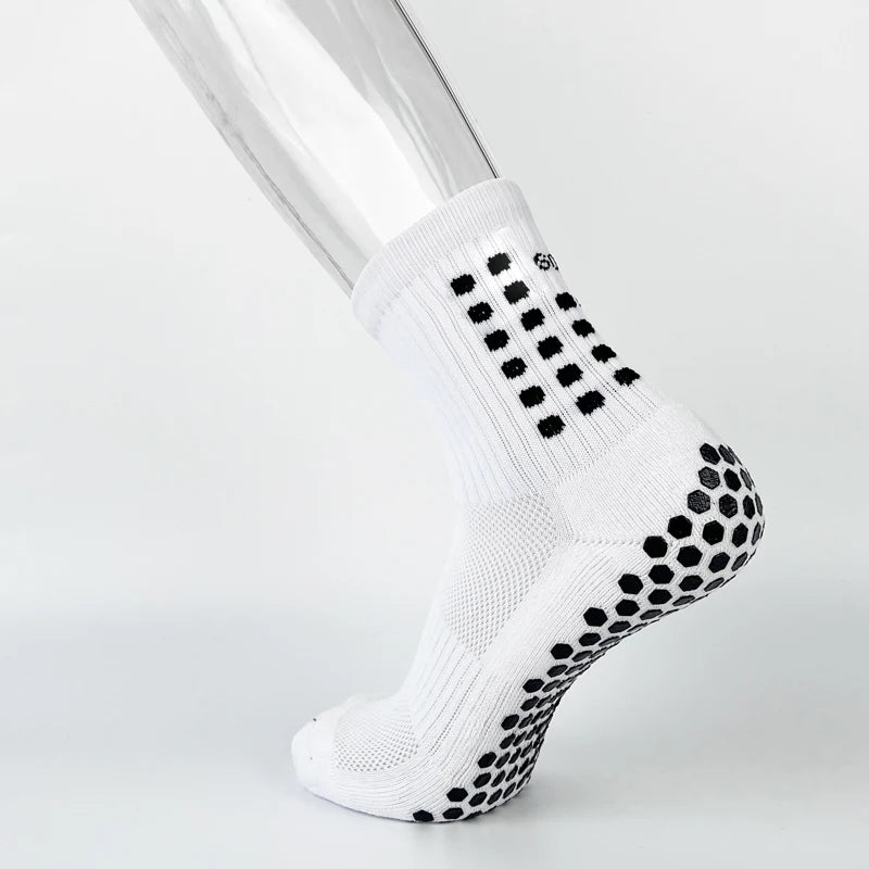 Men Unisex Wholesale Custom Crew Bottom Cycling Knitted Anti-Slip Grip Sport Socks Football Soccer