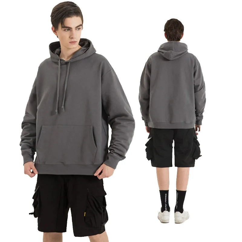 New Arrival Premium Solid Cotton for Heavyweight Custom Logo Unisex Oversized Pullover Hoodie Set Spring