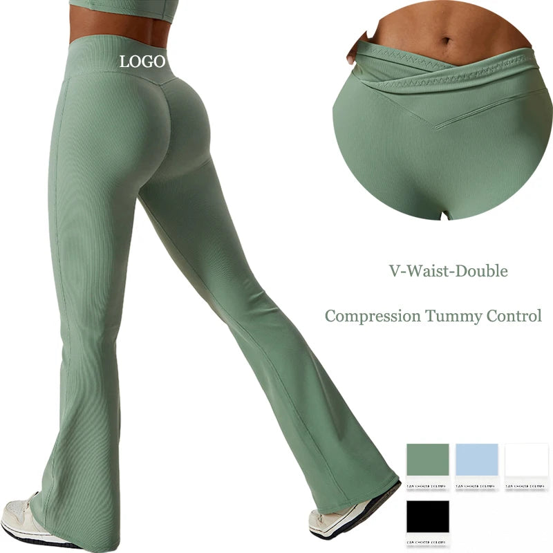V Shape High Waist Hip Lifting Women's Yoga Leggings Gym Fitness Sports Loose Pants Dance Wide Leg Pants Yoga Pants