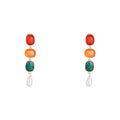 Vintage Water Drop Baroque Pearl Dangle Earrings Colorful Onyx Glass Stone Geometric Earrings Wholesale
