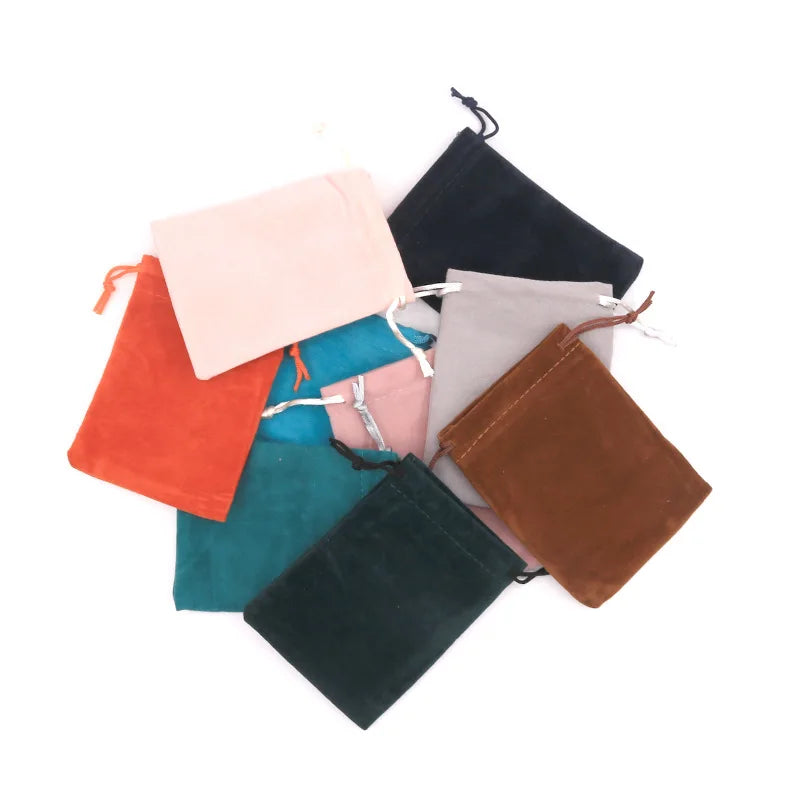 Velvet Customized Suede Pouch Wholesale Flocking  Drawstring Pocket  Necklace Packaging Bag Jewelry Accessories