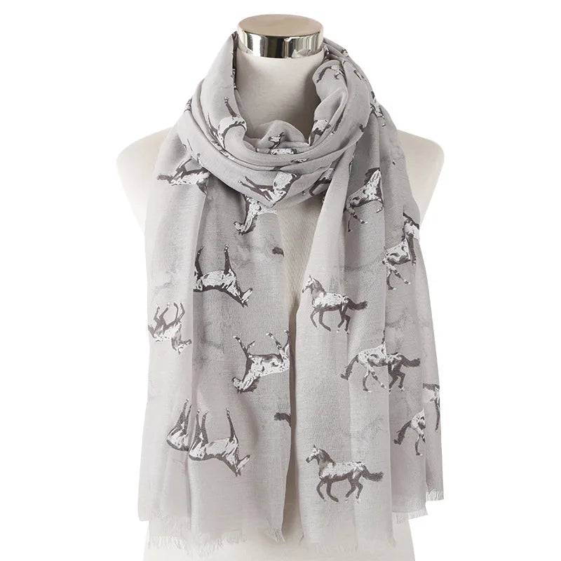 All the Beautiful Horses Perfect Print Equestrian Scarf Horse Animal Print Women's Scarf Shawl Wrap Lightweight