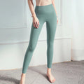 2026 No T-line Women's High-Waist Nine-Point Yoga Pants With Pockets Peach Hip Nude Plaid Tights Elastic Sexy Spandex Material