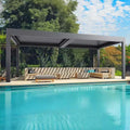Custom Smart Retractable Outdoor Aluminum Louvered Pergola  Nature Pressure Treated Wood Frame with Arch Restaurant Gazebo Roof
