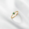 925 Sterling Silver Adjustable Open Ring Gold Plated Small Green Cubic Zirconia Finger Rings Fashion Jewelry for Women