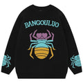 Jacquard Knitted Cotton Pullover Sweater Winter Crew Neck Letterman Spider Pattern Breathable and Anti-Shrink Features