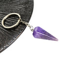 HZ Hot sale divining spirit pendulum hexagonal key chain pendant healing energy Amethyst key chain