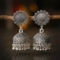 Vintage Silver Lantern Tassel Palace Earrings Big Sunflower Jhumka Indian Oxidized Earrings Gold Plated for Weddings