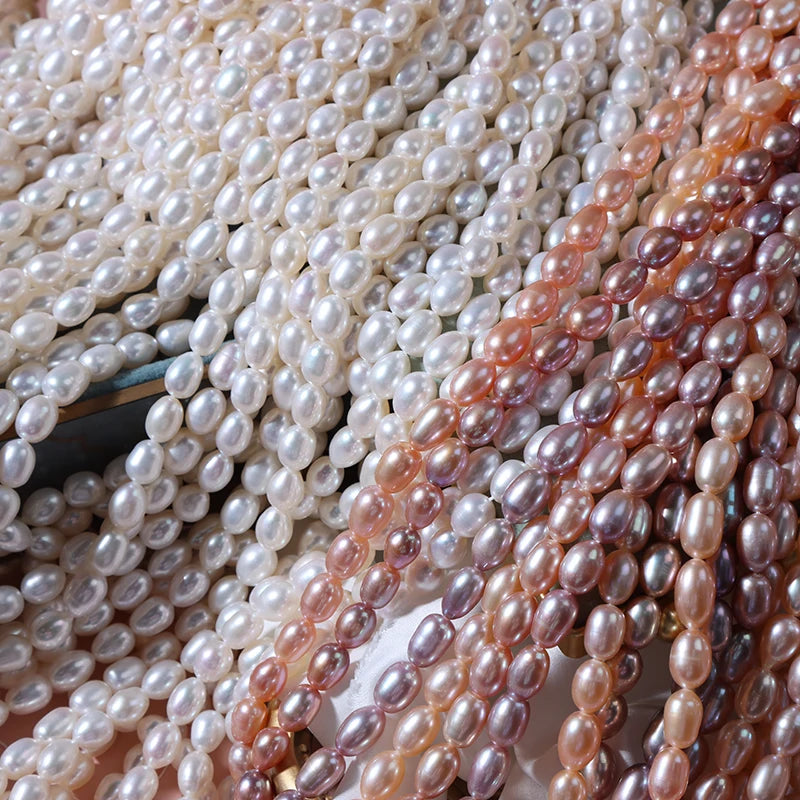 Real Rice Freshwater Pearls 6mm Natural Loose Beads Freshwater Rice Beads