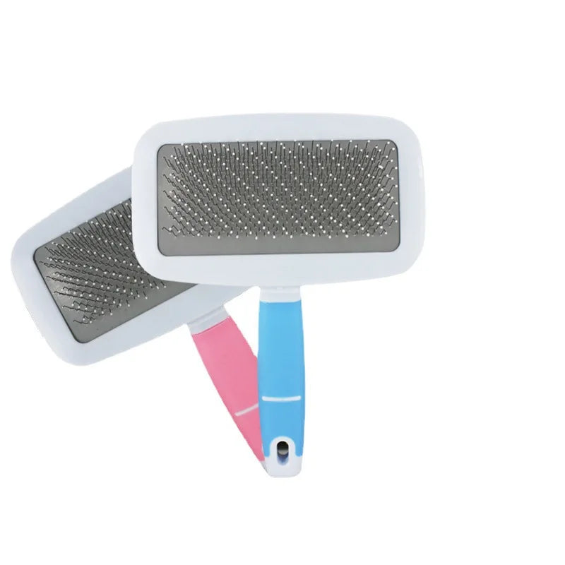Candy-Colored Cat & Dog Comb Stainless Steel Needle Plastic Hair Removal Brush for Shedding & Knot Opening Pet Grooming Product
