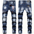 New Arrival Customize OEM Logo Hole Digital Printing Decorative Chain Trendy Brand Denim Trousers Men's Trousers Handsome Jeans