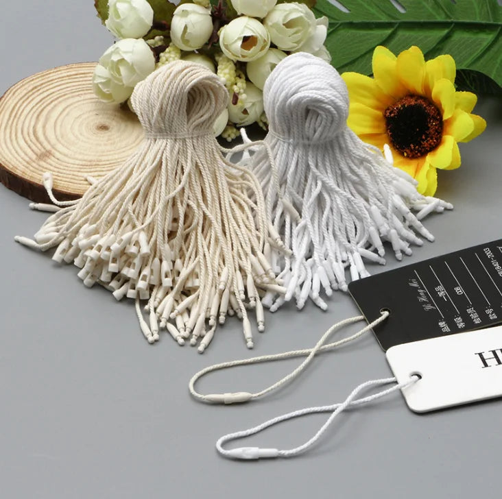 Hot Sale Snap Lock Bullet Head Seal Tag Hang Tag String Plastic Cotton Tag String for Garment