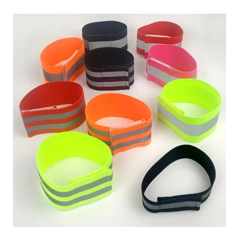 Hot Sale Elastic Arm Band with Reflective Stripe Tape High Reflex Flashing Adjustable Night Running Safety Ankle Leg Armbands
