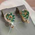 CAOSHI Factory Unique Design Marquise Cut Green Crystal Cubic Zirconia Gold Plated Earrings for Luxury Hoop Earrings for Women