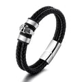 Vintage Punk Men Magnetic Hand Jewelry Simple Handmade Woven Braided Titanium Stainless Steel Wing Skull Leather Bracelet