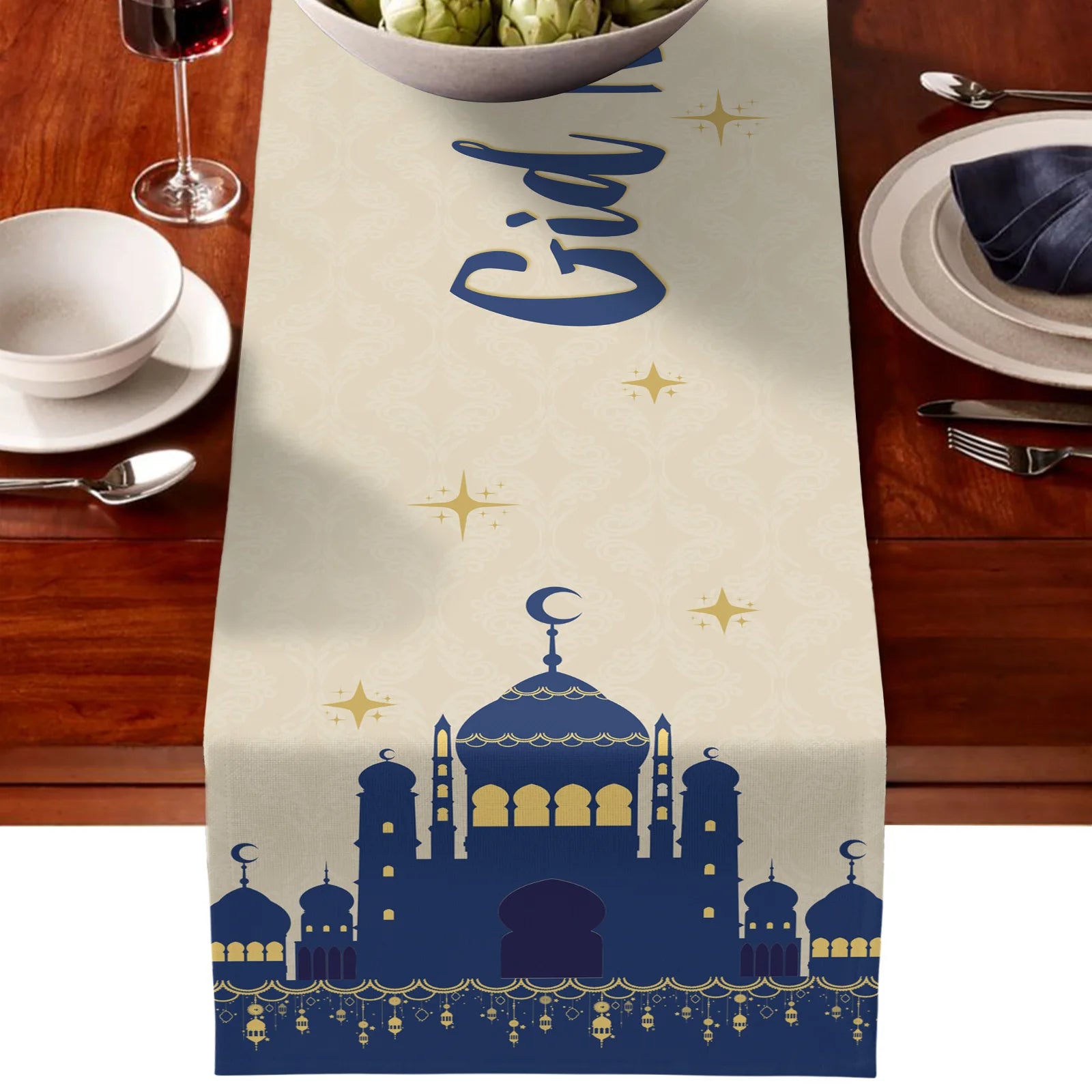 Eid Mubarak Decoration Tablecloth Table Runner Banner Balloons Islamic Muslim Party Decor Ramadan Kareem Eid Al Adha Gift
