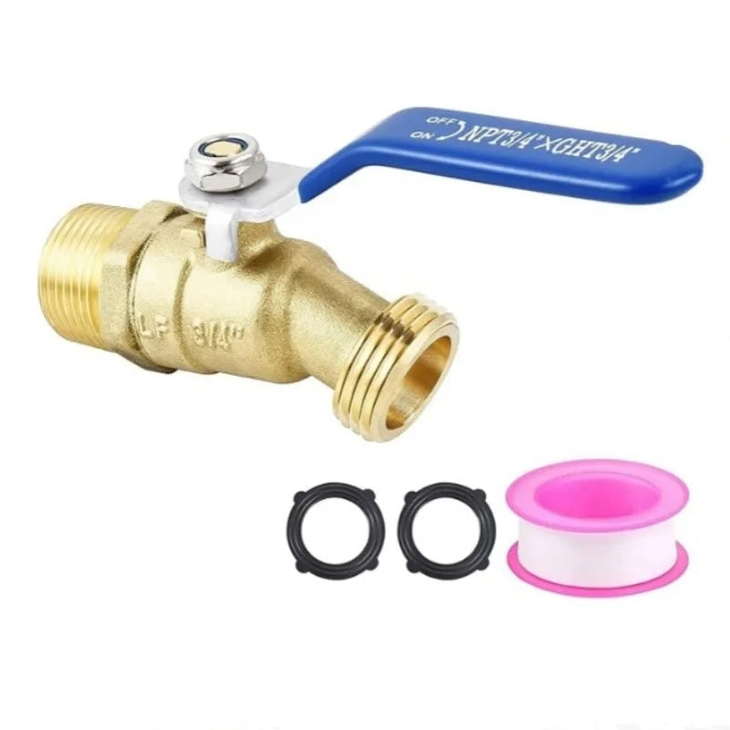 Brass Ball Valve 3/4" Male NPT Inlet Connection with 3/4" Male GHT Water Hose Outlet Manual OEM