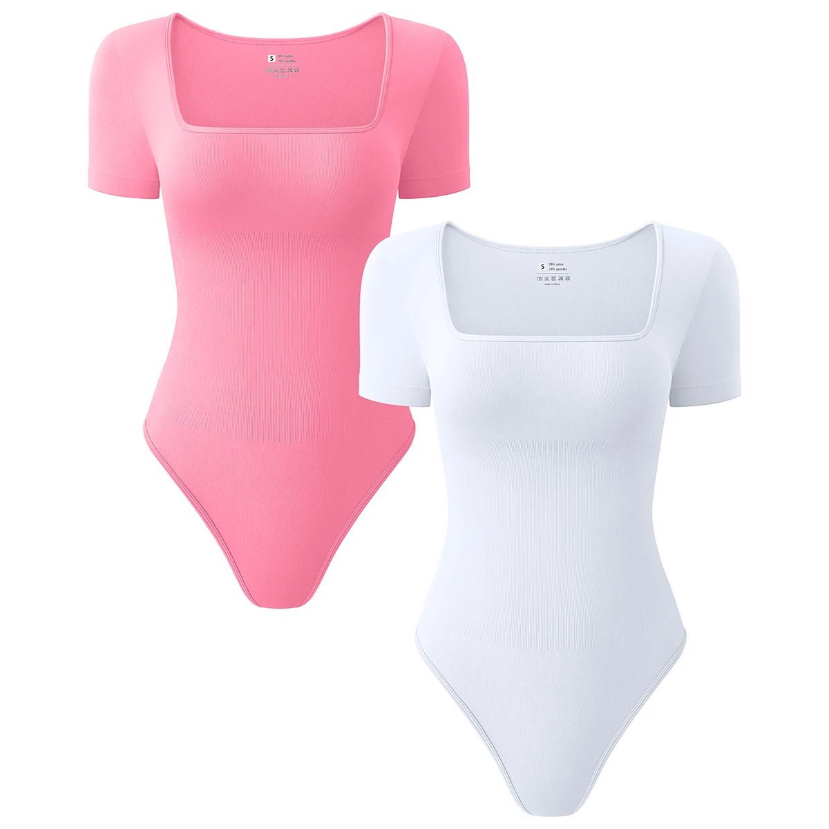 OQQ Wholesale Sexy Short Sleeved Square Neck Waist Tied Women's Sports Yoga Bodysuit