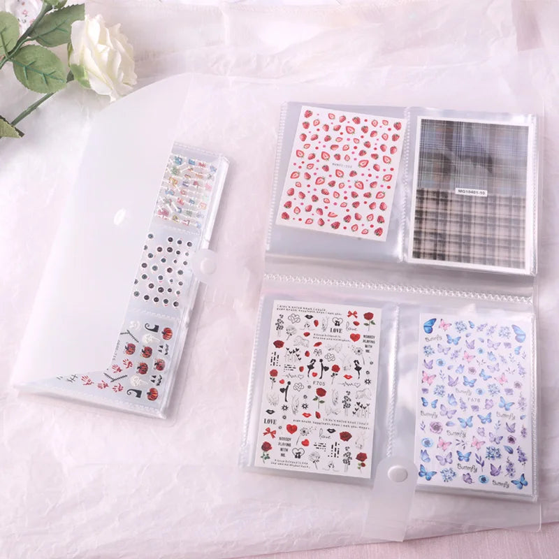 TSZS Portable Nail Sticker Storage Book Transparent Plastic Nail Sticker Collection Holder Nail Stickers Showing Shelf