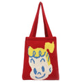 Custom Printed Ladies Crochet Knitted Tote Hand Bag Cute Girl Design Portable Shoulder for Fall Winter Spring Summer Open