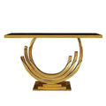 custom itailan design modern luxury stainless steel metal white and gold console table with mirror entryway