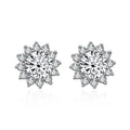 Fashion Sells Well 1ct+1ct  Sunflower Shape Sterling Silver Moissanite Diamond Earrings Main Stone   Can Be Worn Daily