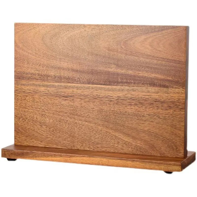 Acacia Wood Double Sided Magnetic Knife Block Holder Thick Base Magnetic Knife Holder Stand with Strong Enhanced Magnets