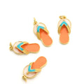 New Design Gold Plated Brass Cute Colorful Enamel Shoe Slipper Charm Pendant for DIY Jewelry Gift