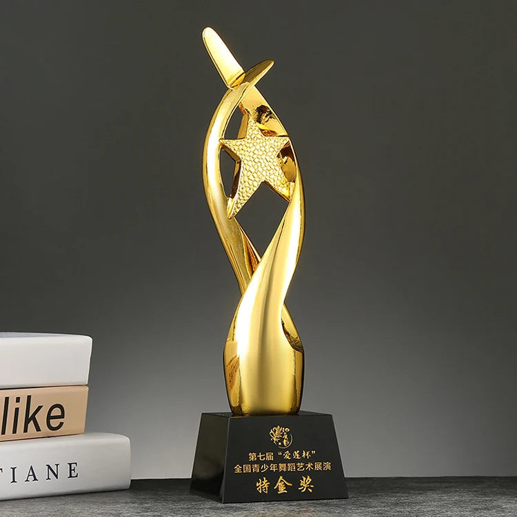 Gold Resin Star Crystal Trophies Awards MH-NJ0295