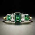 CAOSHI Gorgeous Rectangle Green/White Crystal Cubic Zirconia Finger Rings for Wedding High Quality Fashion Jewelry Rings Women