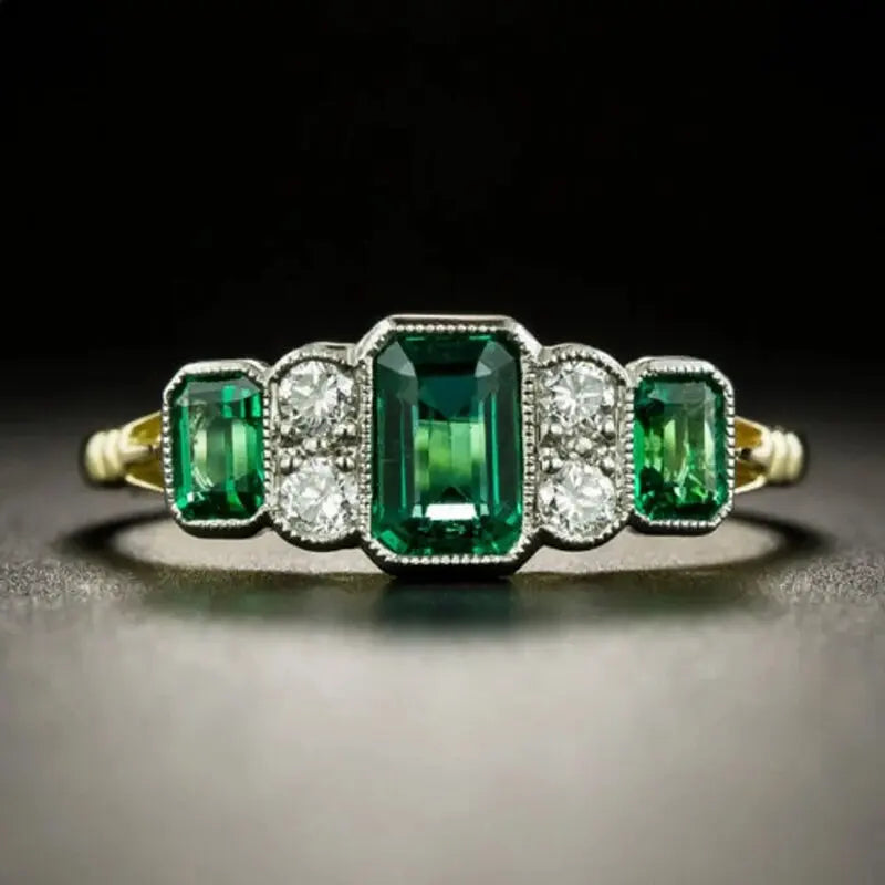 CAOSHI Gorgeous Rectangle Green/White Crystal Cubic Zirconia Finger Rings for Wedding High Quality Fashion Jewelry Rings Women