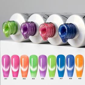 HONEY GIRL Wholesale Holographic UV Gel Nail Polish Magic Cat Eye Rainbow Reflective Magnetic Design
