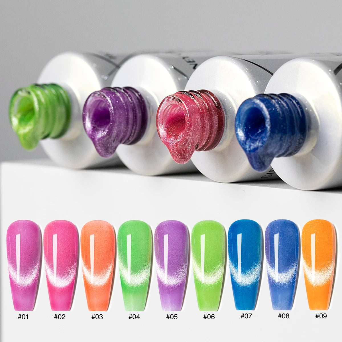 HONEY GIRL Wholesale Holographic UV Gel Nail Polish Magic Cat Eye Rainbow Reflective Magnetic Design