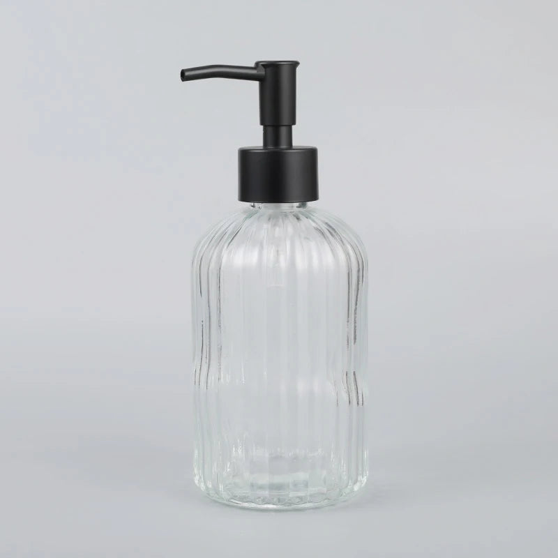 350ml Bathroom Empty Packaging Striped Glass Shampoo Sanitizer Dispenser Bottles Screw Cap Liquid Soap and Water Storage