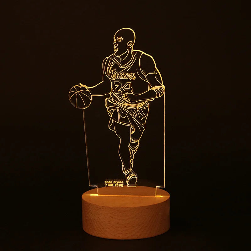 Wholesale CUSTOM Bedroom Bedside Lamp Acrylic 3d Moon Light Christmas Gift NBA Basketball Creative 3d Night Light Crafts