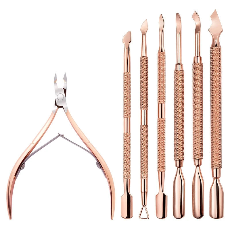 Spot Goods Cuticle Nipper and Pusher Professional Nail Supplier Rose Red Cuticle Nipper Sharpening
